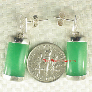Solid Sterling Silver 925 Good Fortune Mother of Pearl & Jade Dangle Earrings