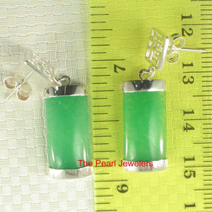 Solid Sterling Silver 925 Good Fortune Mother of Pearl & Jade Dangle Earrings