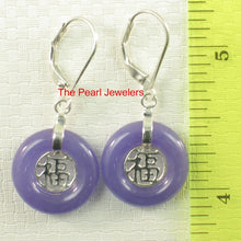 Load image into Gallery viewer, Solid Sterling Silver 925 Good Fortune Lavender Jade Leverback Earrings