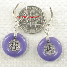 Load image into Gallery viewer, Solid Sterling Silver 925 Good Fortune Lavender Jade Leverback Earrings