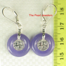 Load image into Gallery viewer, Solid Sterling Silver 925 Good Fortune Lavender Jade Leverback Earrings