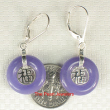 Load image into Gallery viewer, Solid Sterling Silver 925 Good Fortune Lavender Jade Leverback Earrings