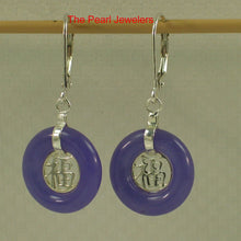Load image into Gallery viewer, Solid Sterling Silver 925 Good Fortune Lavender Jade Leverback Earrings