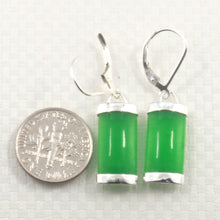 Load image into Gallery viewer, Solid Sterling Silver 925 Curved Green Jade Leverback Earrings