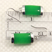 Load image into Gallery viewer, Solid Sterling Silver 925 Fish Hook Green Jade Dangle Earrings
