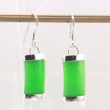 Load image into Gallery viewer, Solid Sterling Silver 925 Fish Hook Green Jade Dangle Earrings