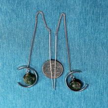 Load image into Gallery viewer, Solid Sterling Silver 925 Green Kyanite Threader Earrings