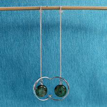 Load image into Gallery viewer, Solid Sterling Silver 925 Green Kyanite Threader Earrings