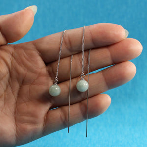 Solid Sterling Silver 925 Jade Bead Threader Earrings