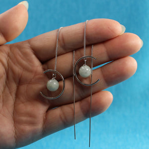 Solid Sterling Silver 925 Jade Bead Threader Earrings