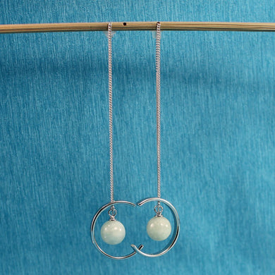 Solid Sterling Silver 925 Jade Bead Threader Earrings