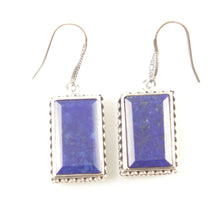 Load image into Gallery viewer, Solid Sterling Silver 925 Lapis Lazuli Antique Finish Hook Earrings