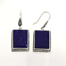 Load image into Gallery viewer, Solid Sterling Silver 925 Lapis Lazuli Antique Hook Earrings