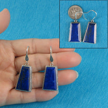 Load image into Gallery viewer, Solid Sterling Silver 925 Lapis Lazuli Antique Hook Earrings (Trapezoid 22mm)