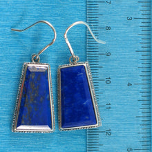 Load image into Gallery viewer, Solid Sterling Silver 925 Lapis Lazuli Antique Hook Earrings (Trapezoid 22mm)