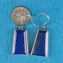 Load image into Gallery viewer, Solid Sterling Silver 925 Lapis Lazuli Antique Hook Earrings (Trapezoid 22mm)