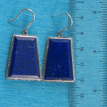 Load image into Gallery viewer, Solid Sterling Silver 925 Lapis Lazuli Antique Hook Earrings (Trapezoid 26mm, Extra Wide)