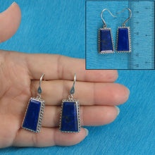 Load image into Gallery viewer, Solid Sterling Silver 925 Lapis Lazuli Antique Hook Earrings (Trapezoid 20mm)