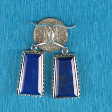 Load image into Gallery viewer, Solid Sterling Silver 925 Lapis Lazuli Antique Hook Earrings (Trapezoid 20mm)
