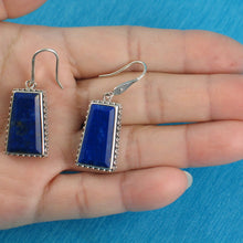 Load image into Gallery viewer, Solid Sterling Silver 925 Lapis Lazuli Antique Hook Earrings (Trapezoid 20mm)