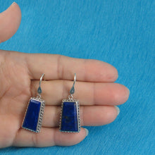 Load image into Gallery viewer, Solid Sterling Silver 925 Lapis Lazuli Antique Hook Earrings (Trapezoid 20mm)