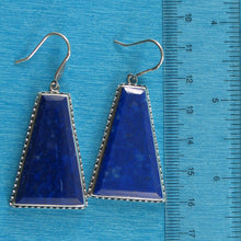 Load image into Gallery viewer, Solid Sterling Silver 925 Lapis Lazuli Antique Hook Earrings (Trapezoid 29mm, Wide)
