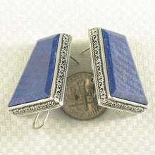 Load image into Gallery viewer, Solid Sterling Silver 925 Large Lapis Lazuli Omega Clip Earrings (22x26mm)