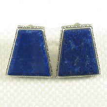 Load image into Gallery viewer, Solid Sterling Silver 925 Large Lapis Lazuli Omega Clip Earrings (22x26mm)
