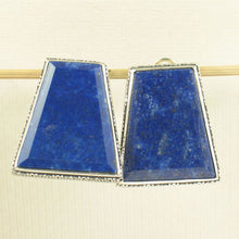 Load image into Gallery viewer, Solid Sterling Silver 925 Large Lapis Lazuli Omega Clip Earrings (22x26mm)