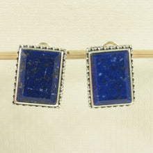Load image into Gallery viewer, Solid Sterling Silver 925 Lapis Lazuli Omega Clip Earrings