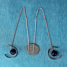 Load image into Gallery viewer, Solid Sterling Silver 925 Lapis Lazuli Threader Earrings