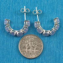 Load image into Gallery viewer, Solid Sterling Silver 925 Black Onyx &amp; Jade 12-Stone C Hoop Earrings
