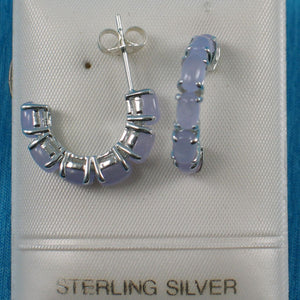 Solid Sterling Silver 925 Black Onyx & Jade 12-Stone C Hoop Earrings