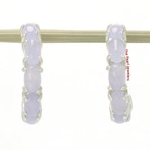 Load image into Gallery viewer, Solid Sterling Silver 925 Lavender Jade 12-Stone C Hoop Earrings