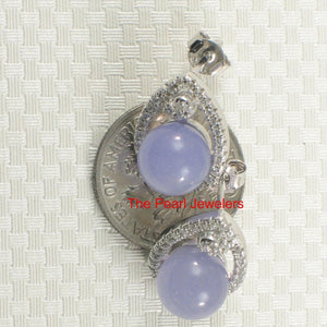 Solid Sterling Silver 925 Lavender Jade & CZ Flower Stud Earrings