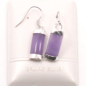 Solid Sterling Silver 925 Lavender Jade Curved Fish Hook Earrings