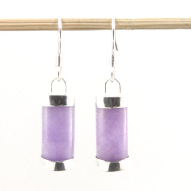 Solid Sterling Silver 925 Lavender Jade Curved Fish Hook Earrings