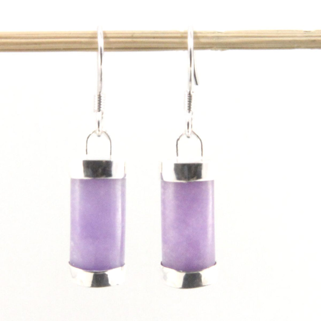Solid Sterling Silver 925 Lavender Jade Curved Fish Hook Earrings