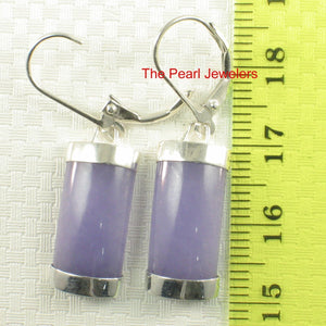 Solid Sterling Silver 925 Curved Lavender Jade Leverback Earrings