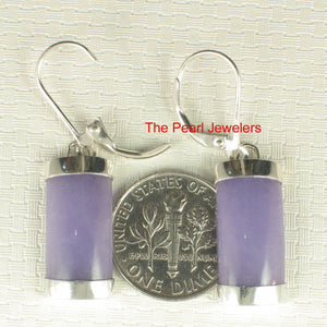 Solid Sterling Silver 925 Curved Lavender Jade Leverback Earrings