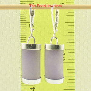 Solid Sterling Silver 925 Curved Lavender Jade Leverback Earrings