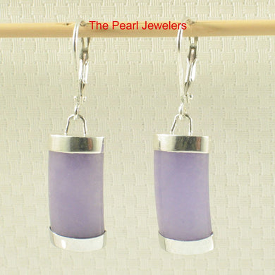 Solid Sterling Silver 925 Curved Lavender Jade Leverback Earrings