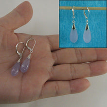 Load image into Gallery viewer, Solid Sterling Silver 925 Raindrop Lavender Jade Lever Back Earrings