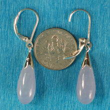 Load image into Gallery viewer, Solid Sterling Silver 925 Raindrop Lavender Jade Lever Back Earrings