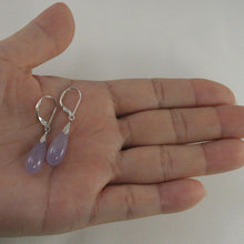 Load image into Gallery viewer, Solid Sterling Silver 925 Raindrop Lavender Jade Lever Back Earrings