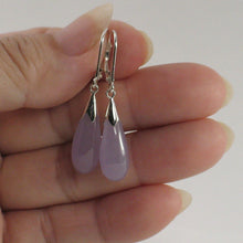 Load image into Gallery viewer, Solid Sterling Silver 925 Raindrop Lavender Jade Lever Back Earrings