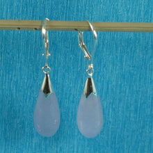 Load image into Gallery viewer, Solid Sterling Silver 925 Raindrop Lavender Jade Lever Back Earrings