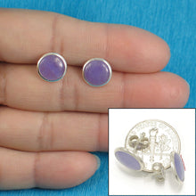 Load image into Gallery viewer, Solid Sterling Silver 925 Lavender Jade Dome Tablet Stud Earrings