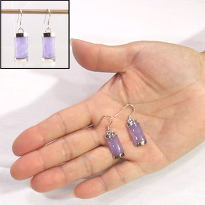 Solid Sterling Silver 925 Fish Hook Lavender Jade Dangle Earrings