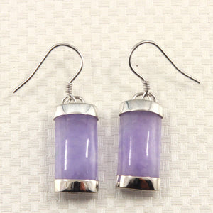 Solid Sterling Silver 925 Fish Hook Lavender Jade Dangle Earrings